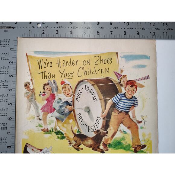 1946 Poll-Parrot Shoes Print Ad Happy Kids Marching Band Parade Yellow Ephemera - Picture 5 of 7